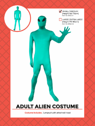Adult Alien Jumpsuit - Small/Medium