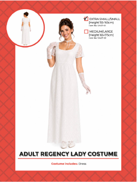 Adult Regency Lady Costume S/M