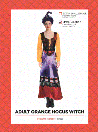 Orange Hocus Witch Adult Costume Medium/Large