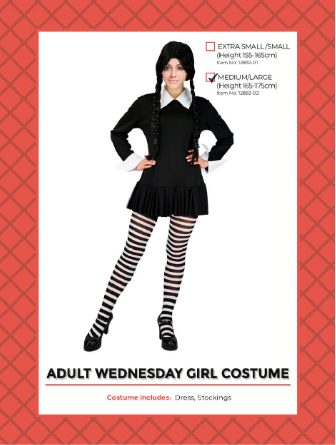 Adult Wednesday Girl Costume Medium/Large