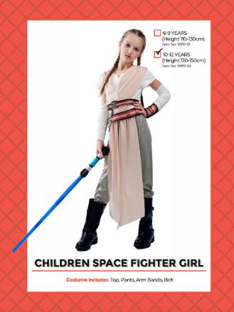 Children Space Fighter Girl Costume 10-12 Years