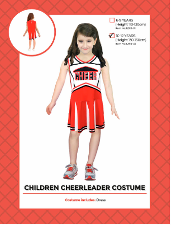 Children Cheerleader Costume 10-12 Years