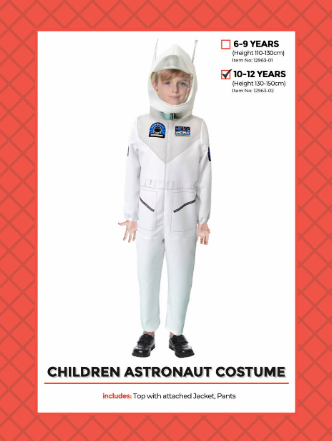 Children Astronaut Costume 10-12 Years
