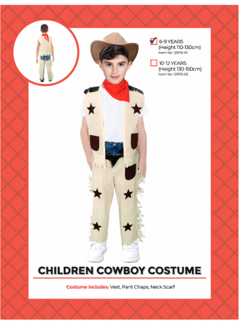 Children Cowboy Costume 6-9 Years