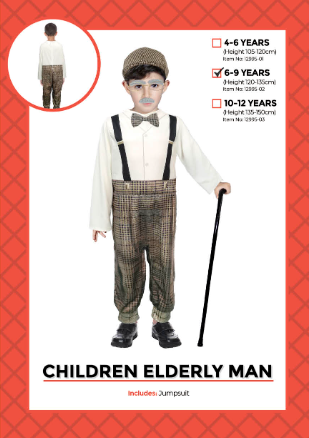Childrens Elderly Man Costume 6-9 Years