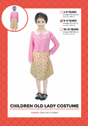 Little Old Lady Costume 6-9 Years
