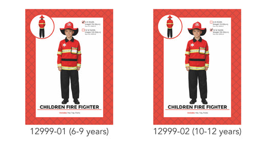 Childrens Fire Fighter Costume 10-12 Years