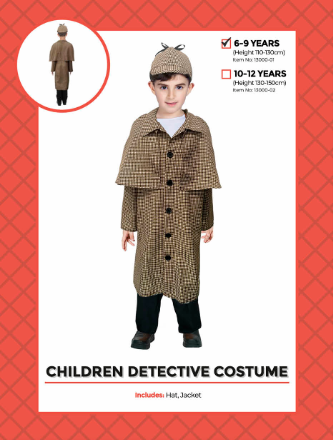 Childrens Detective Costume 10-12 Years