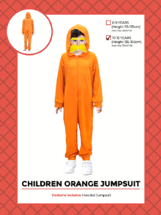 Children Orange Jumpsuit 10-12 Years