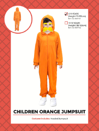 Children Orange Jumpsuit 6-9 Years