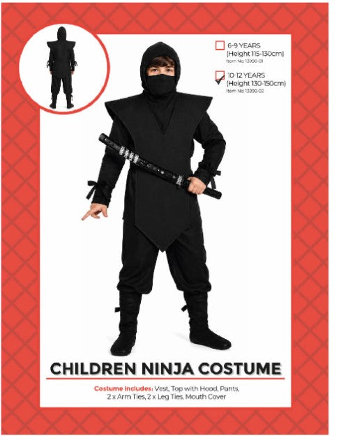 Children's Ninja Costume 10-12 Years