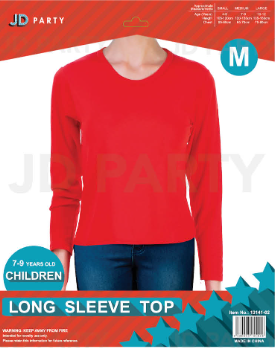 Children's Red Long Sleeve Top - Medium (7-9 Years)