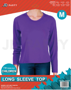 Children's Purple Long Sleeve Top - Medium (7-9 Years)