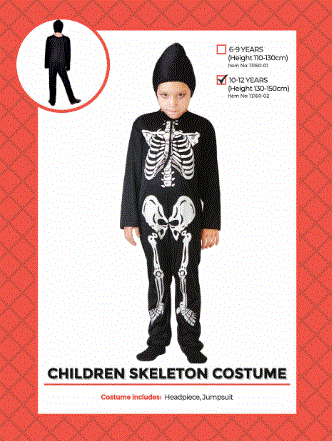 Kids Skeleton Costume Large 10-12