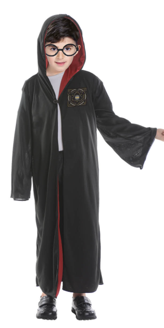 Children's Black & Red Wizard Robe 6-9 Years