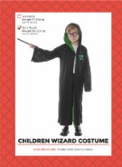Childrens Wizard Costume Green 10-12 Years