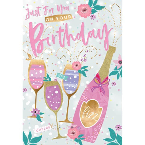 Deluxe Happy Birthday Card With Wine