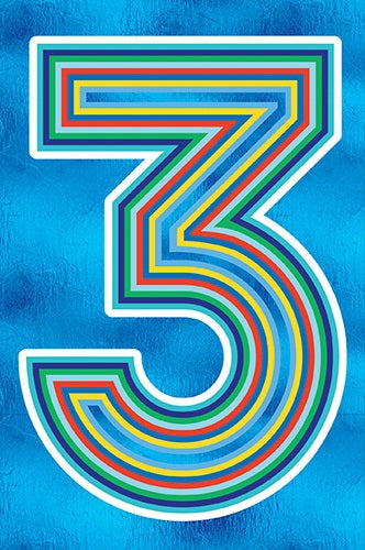 3rd Birthday Card Blue With Coloured Stripes