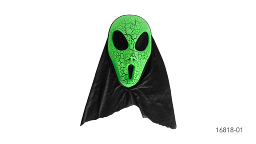 Cracked Green Alien Mask With Hood