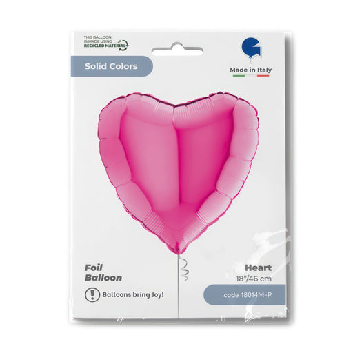 Grabo Foil Solid Colour Heart 46cm (18") Magenta