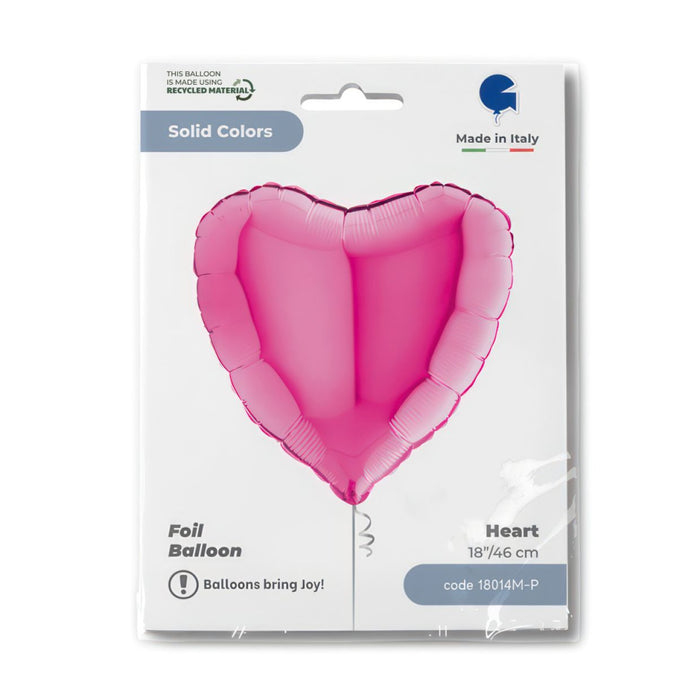 Grabo Foil Solid Colour Heart 46cm (18") Magenta