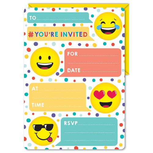 Emoji Smiley 16 Pack Invitations