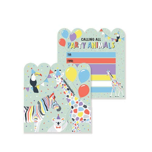 Party Animals 8 Pack Invitations