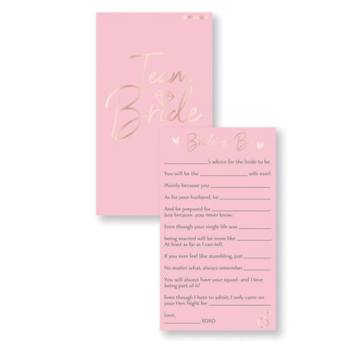 Team Bride Hens Night Advice Cards 8pk