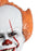 Close-up of Pennywise mask’s painted eye, red facial markings and moulded orange hair