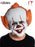 Adult IT Pennywise mask with pale face, red markings, sinister grin and moulded orange hair
