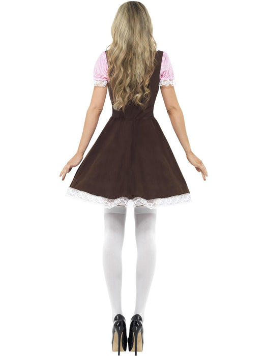 Tavern Girl Costume, Brown Short Dress with Attached Apron