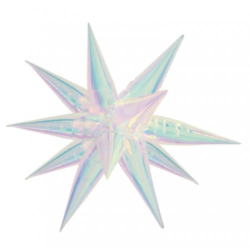 Airz Foil Balloon Iridescent  Spike Star - Silver 100cm