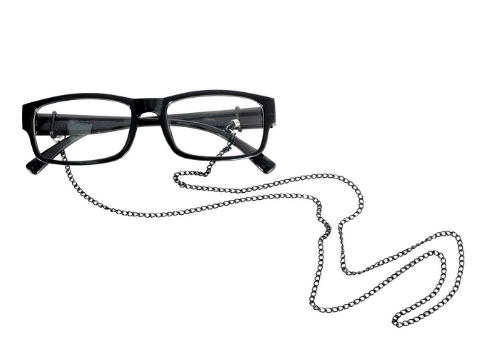 Black Rim Glasses With Black Chain