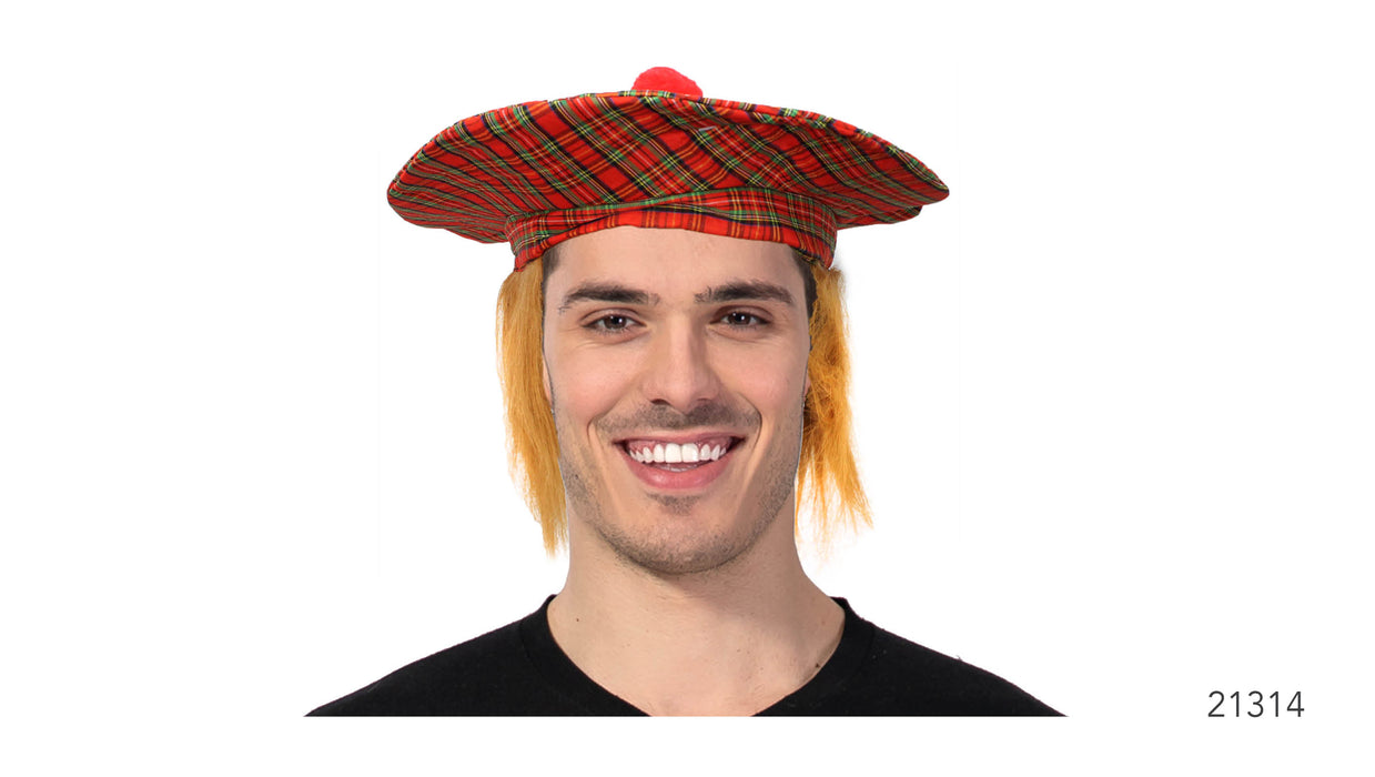 Scottish Hat - Tartan with Hair