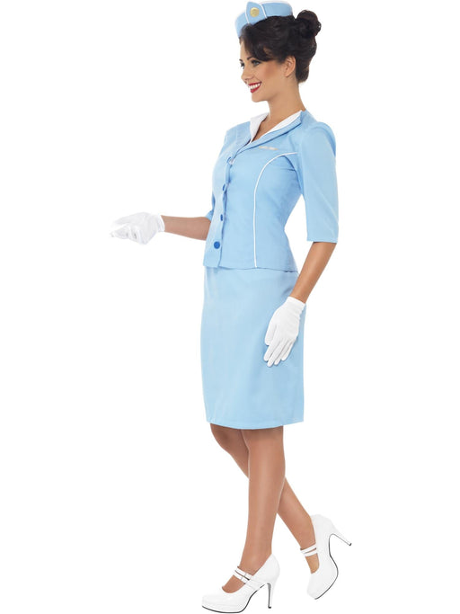 Air Hostess Adult Costume, Blue Medium 12-14