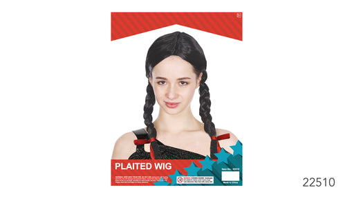 Long Plaited Wig Black