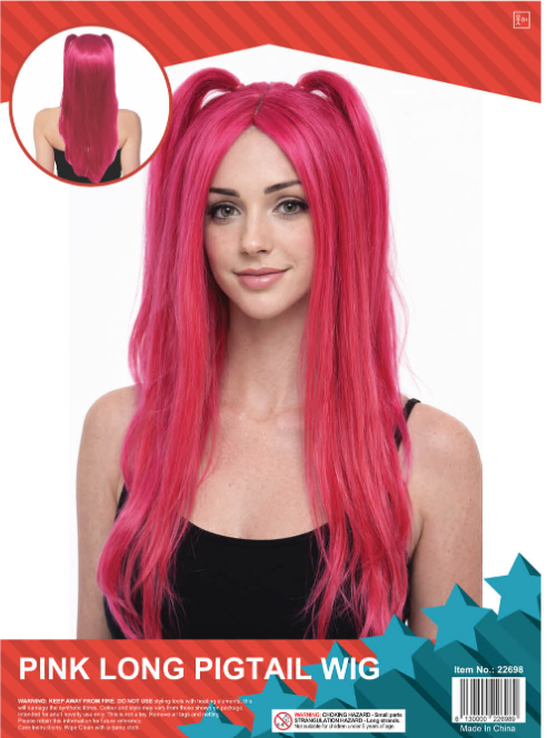 Pink Long Pigtail Wig