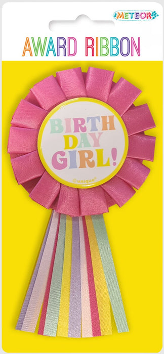 Birthday Girl Pink Rosette Ribbon