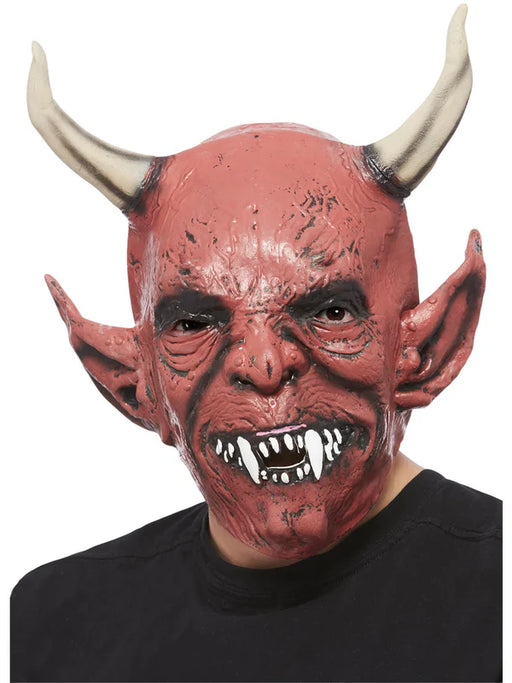 Devil Demon Mask, Red, Overhead, Latex