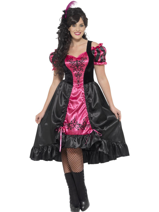 Curves Sassy Saloon Costume, Pink Plus X2 Size 24-26