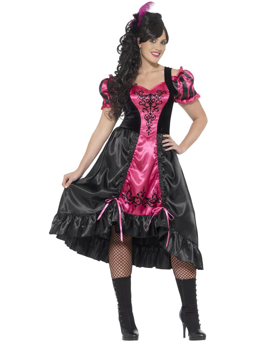 Curves Sassy Saloon Costume, Pink Plus X2 Size 24-26