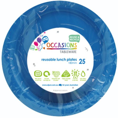 Plastic Lunch Plate 25 Pack - Royal Blue