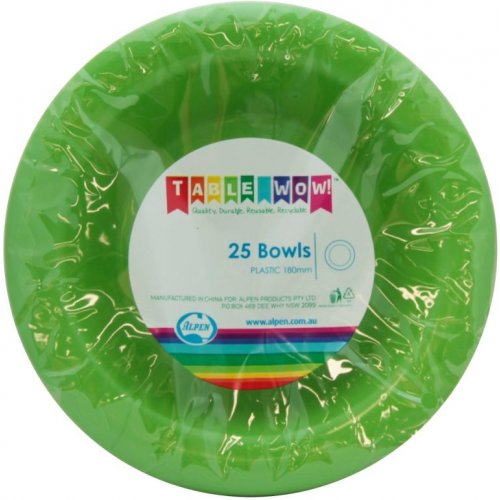 Plastic Bowl 25 Pack - Lime Green