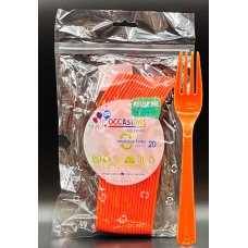 Plastic Fork 20 Pack - Orange