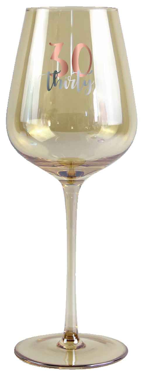 30th Champagne Wine Glass Rose Gold Decal 430ml