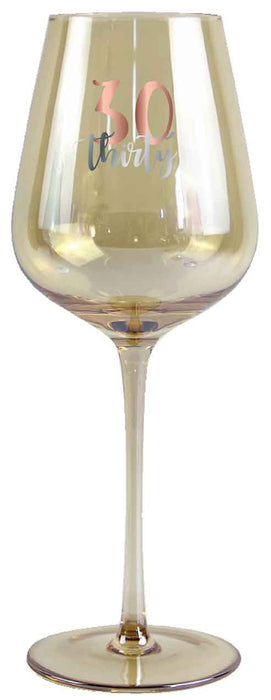30th Champagne Wine Glass Rose Gold Decal 430ml