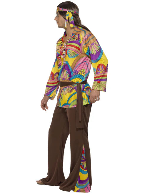 Psychedelic Hippie Man Costume, Multi-Coloured