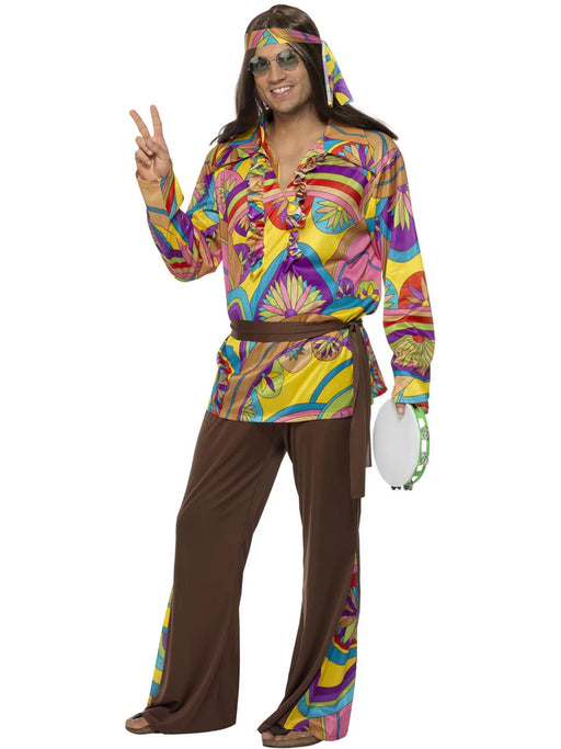 Psychedelic Hippie Man Costume, Multi-Coloured