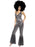 Disco Diva Costume, Silver, Flared Jumpsuit M