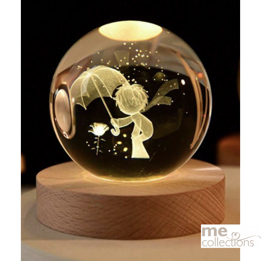 Enchanting Crystal Ball night light, with a 3D image engraved inside -The Little Prince